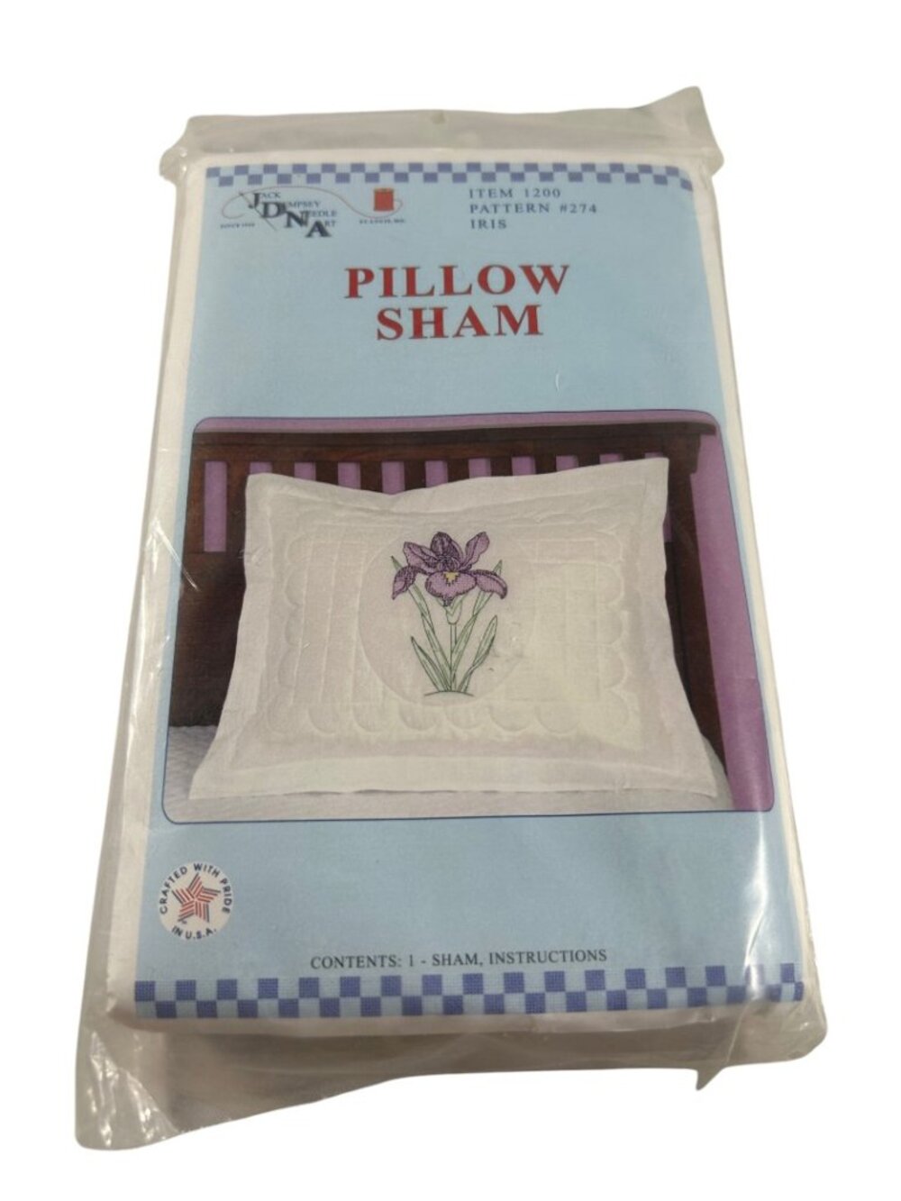 Jack Dempsey Needle Art One Standard Pillow Sham Pattern 274 Iris Cross Stitch